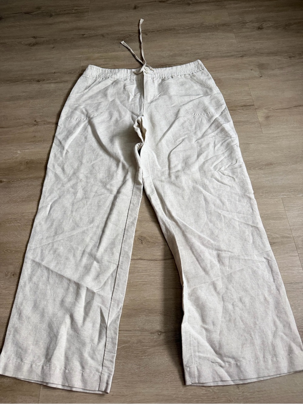Coldwater Creek tan natural fit linen blend pants size 14